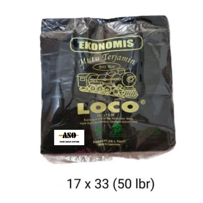 Kantong Plastik Kresek Loco Ekonomis 17 x 33 Hitam isi 50 lembar