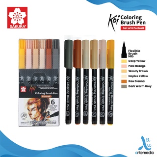 Koi Coloring Brush Pen set Portrait, 6 colours