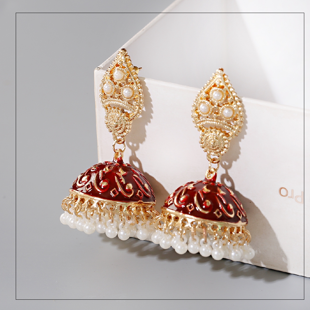 Red clearance jhumka earrings