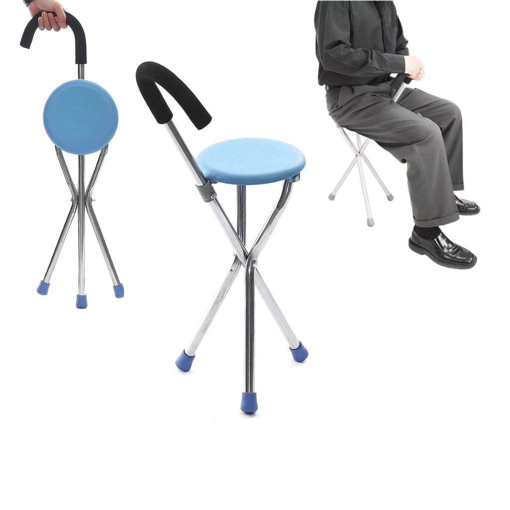 Kerusi Solat Portable Light Weight Folding Crutches Cane With Seat ...