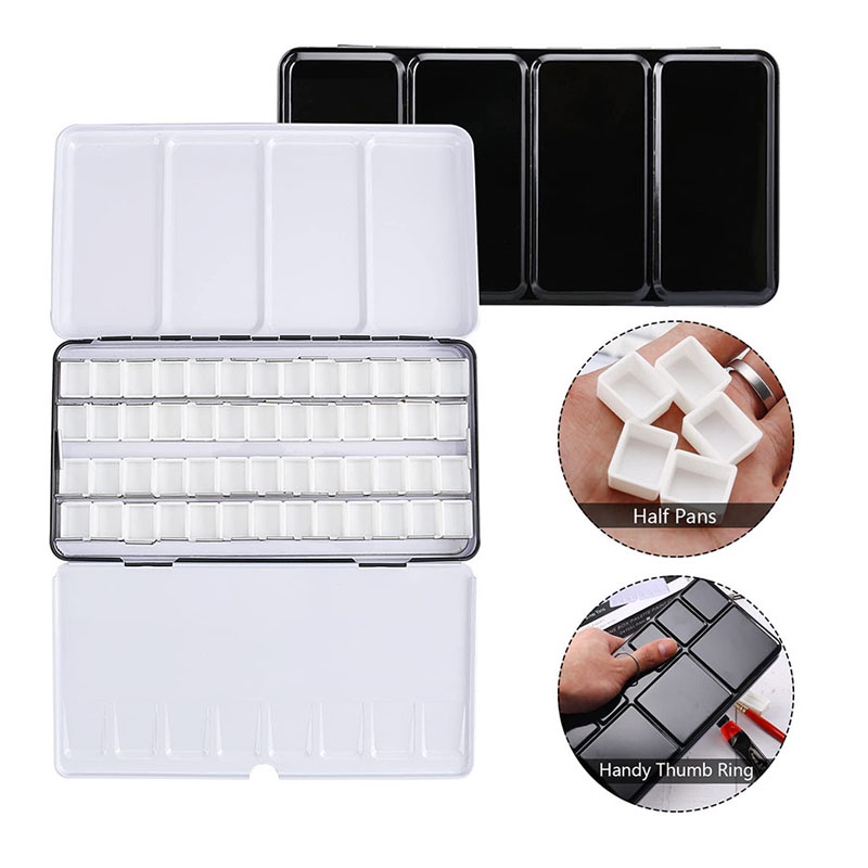 Watercolor Paints Tins Box Palette Painting Storage Paint Tray Palette Paint Box with Full Pans