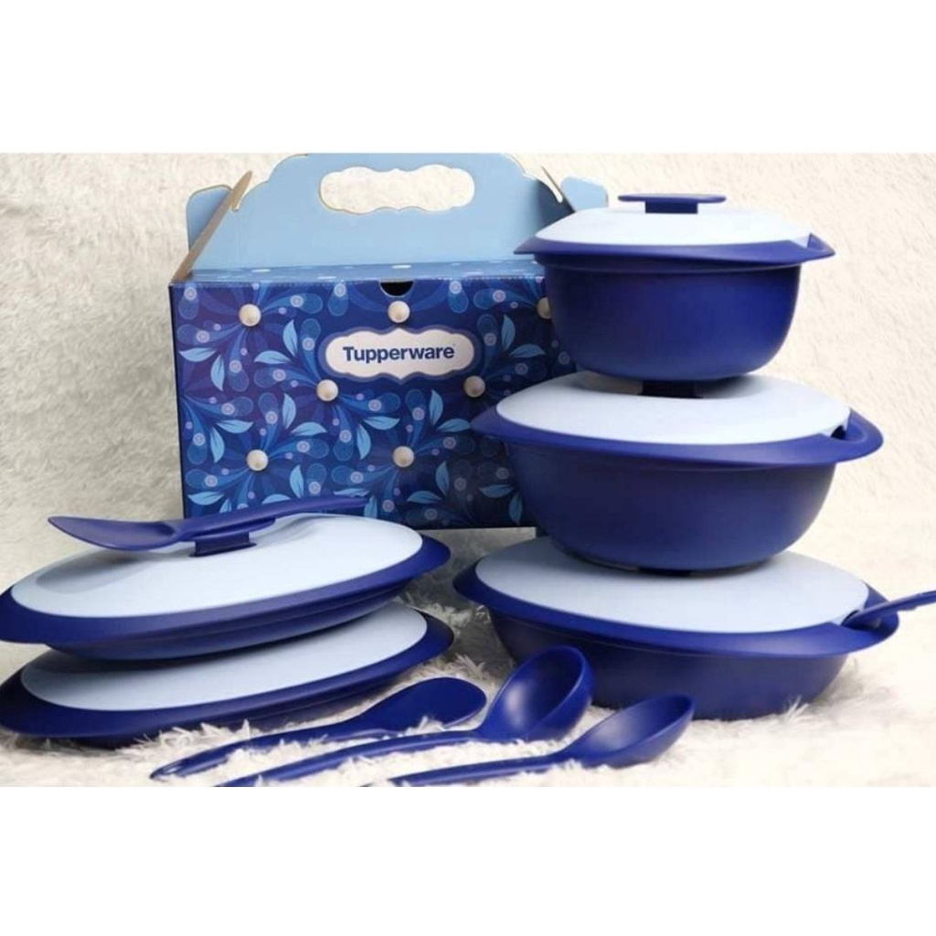 Tupperware Royale Blue Serveware Set Hadiah Tupperware Wish card ...