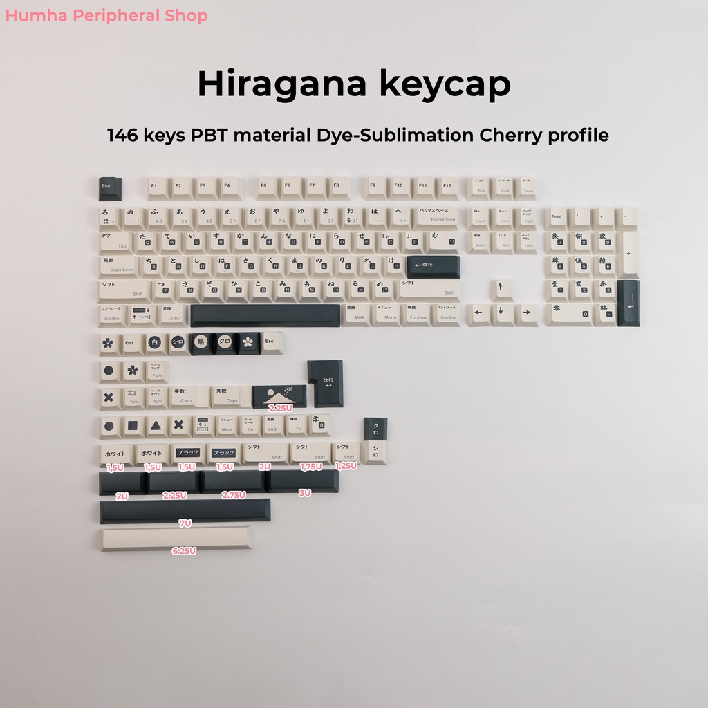 Humha Hiragana keycap 146 keys PBT material Dye-Sublimation Cherry ...