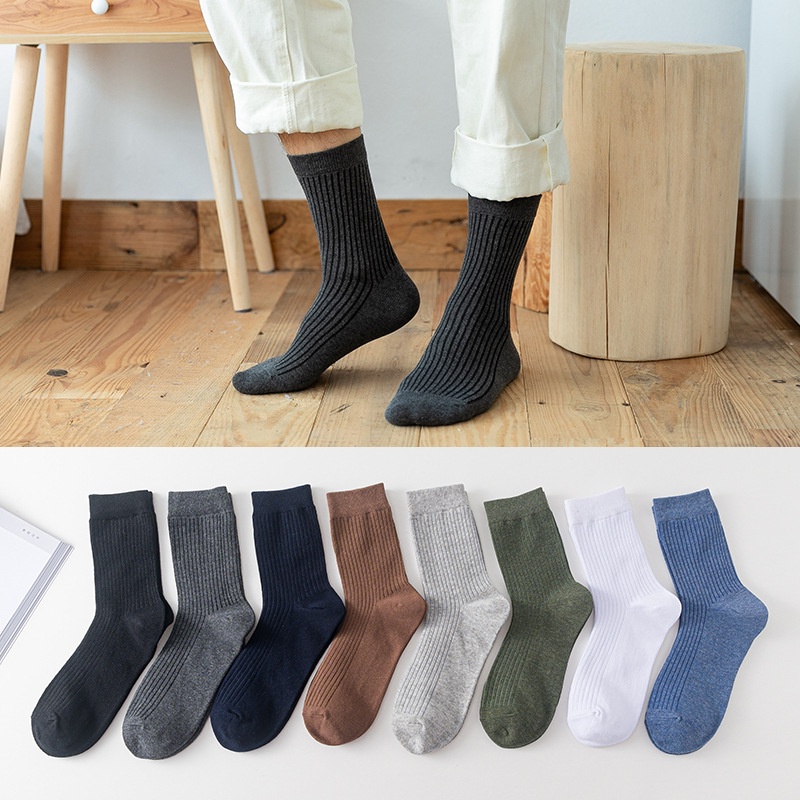 Mens Solid Color Business Formal Cotton Crew Socks | Shopee Singapore