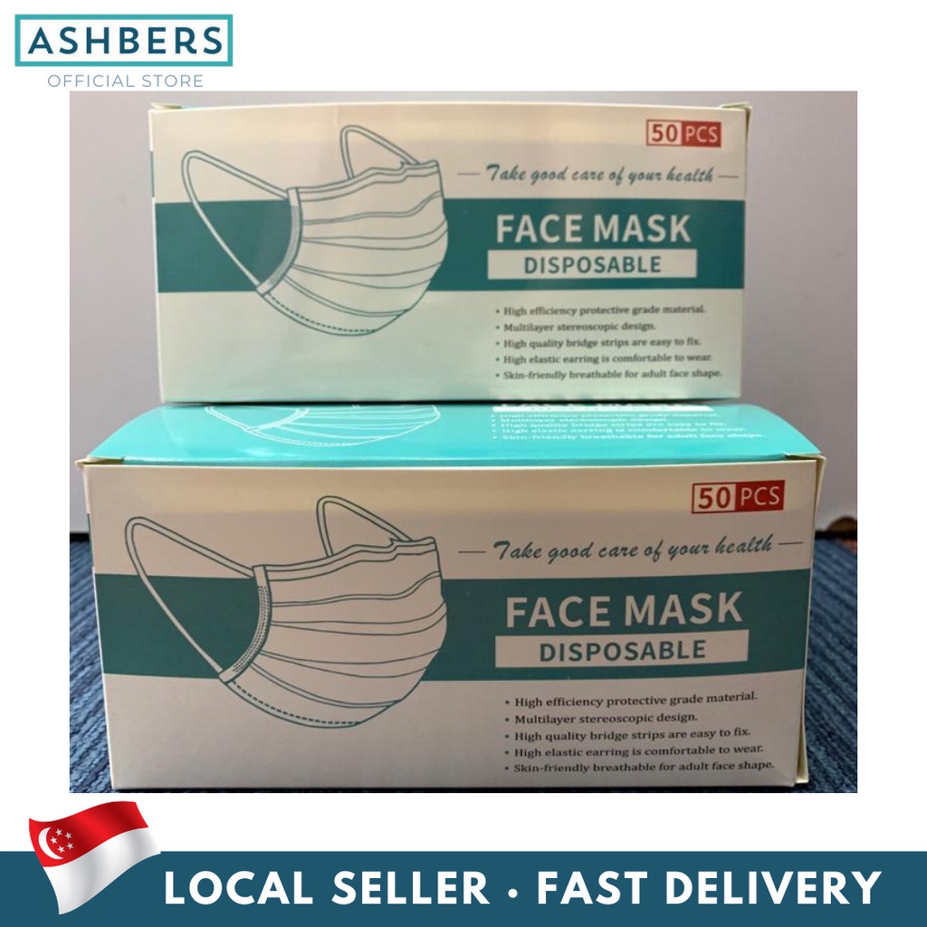 [SG Ready Stocks] 50 Pieces 3-Ply Disposable Surgical Face Mask ...