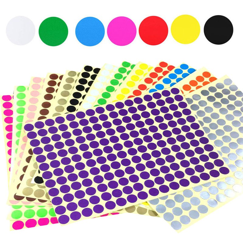 1650Pcs/10sheets Color Sticker 10mm Circle Round Color Coded Adhesive ...