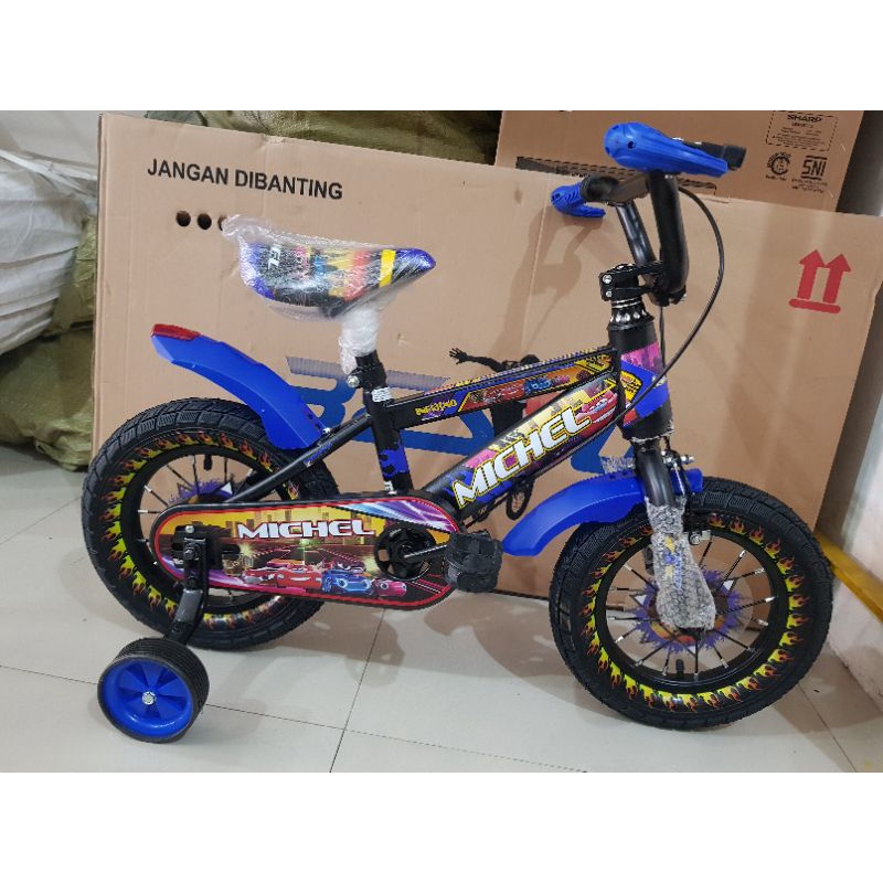 Children's Bike Bmx 12 inch Disney CAR (Black/Blue Color) Shopee