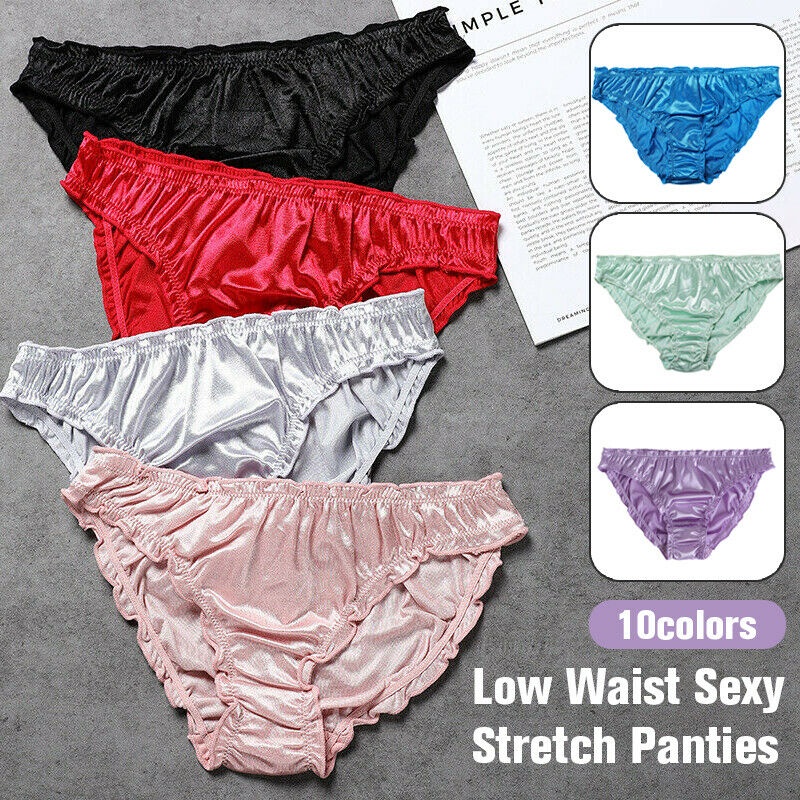 Womens Sexy Satin Panties Cotton Crotch Underwear Bikini Knickers Frilly Briefs Shopee Singapore 4429