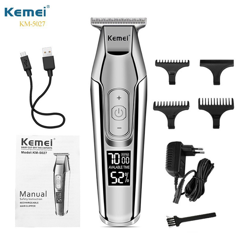 Kemei 5027 Large Capacity Battery Barber Professional Hair Trimmer Oil ...