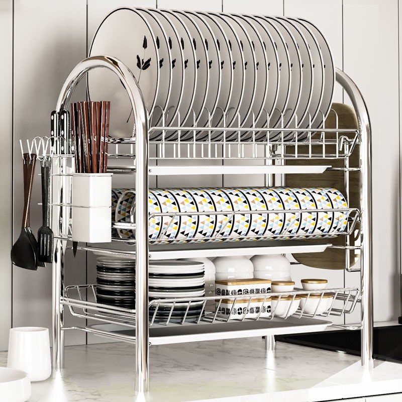 Stainless Steel Dish Rack Drain Rack Kitchen Tableware Drain Shelf ...