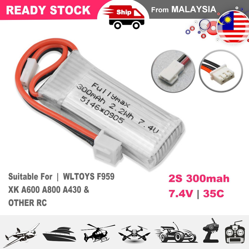 BATTERIE LIPO 7.4V 300MAH 35C