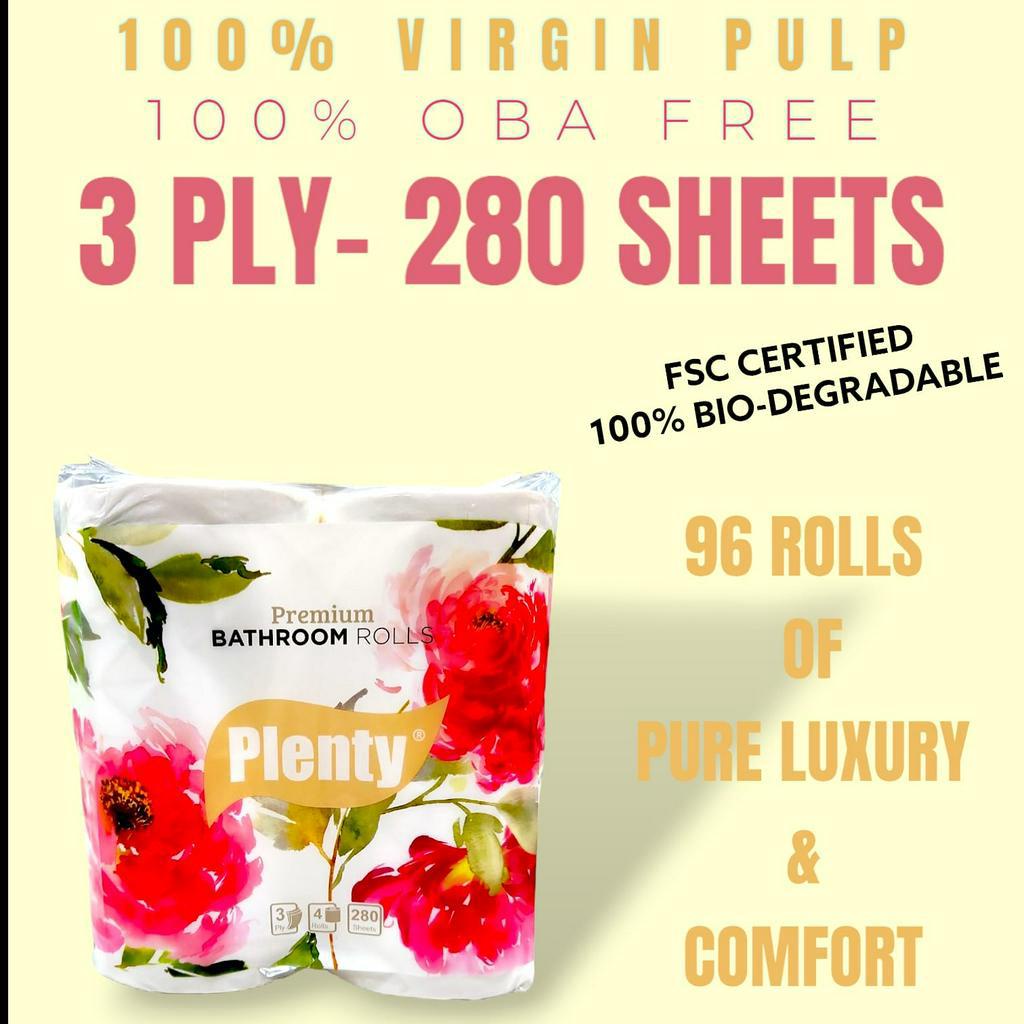 Plenty Premium Toilet Rolls (3 Ply) 280sheets 0.82/roll! Shopee Singapore