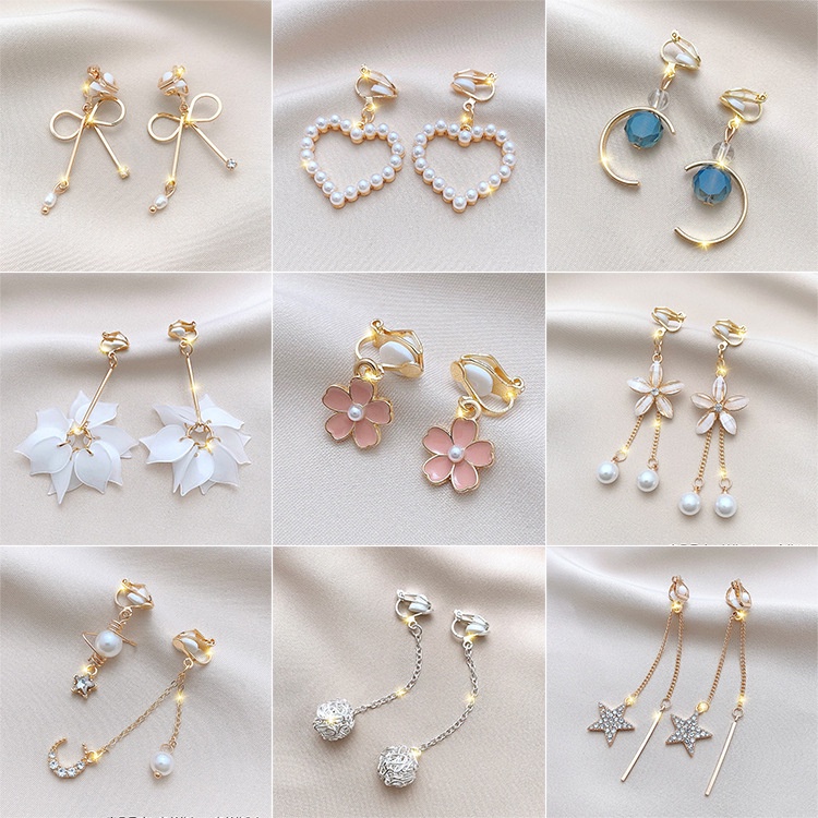 2022 New Flower Cute Clip on Earrings on Ear Non Piercing Earrings ...