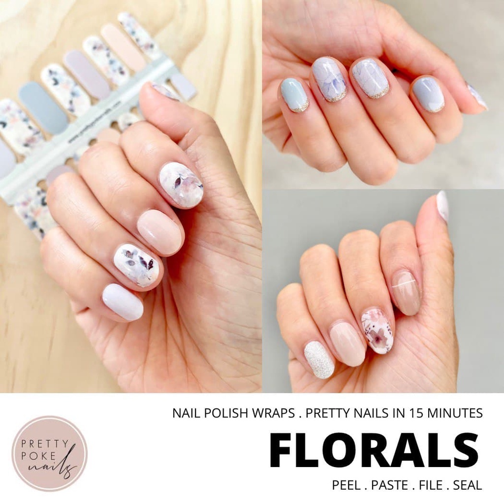 Pretty Poke Nails Floral Nail Art Collection Quality Nail Wraps Nail  Polish Strips Nail Stickers