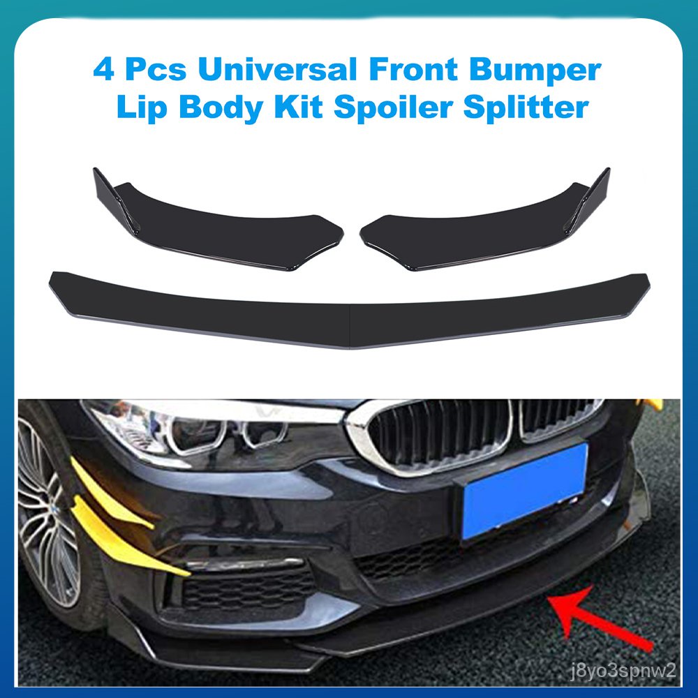 4 Pieces Car Front Bumper Lip Body Kit Spoiler Splitter ABS Bumper ...