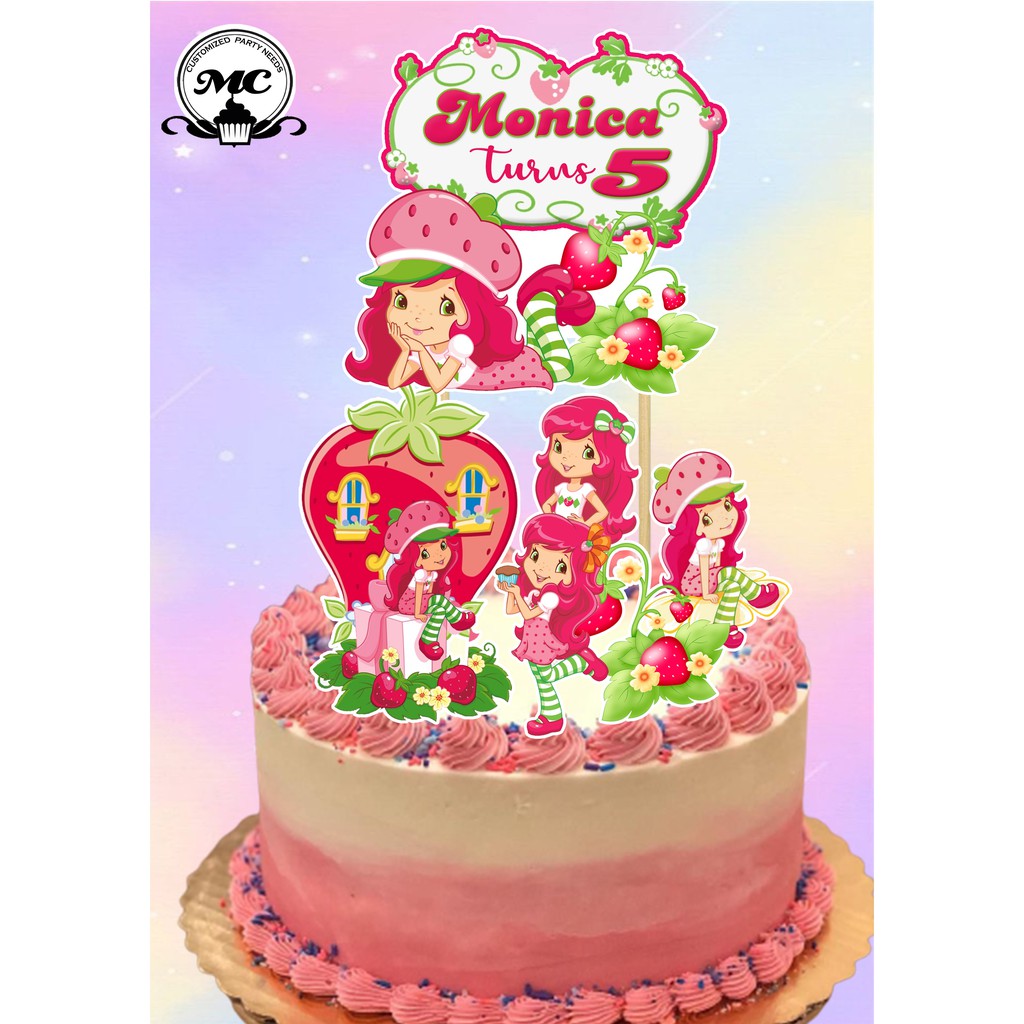 Strawberry Shortcake Theme Cake Topper 