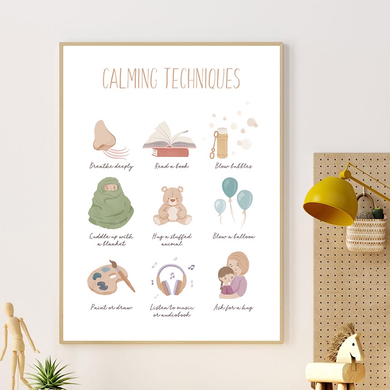 Calming Strategies Feelings Educational Poster Canvas Painting Emotions ...