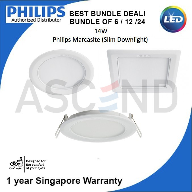 Philips LED Downlight 14W Marcasite 59523 59528 Round Square Downlight Authorised Distributor Shopee Singapore