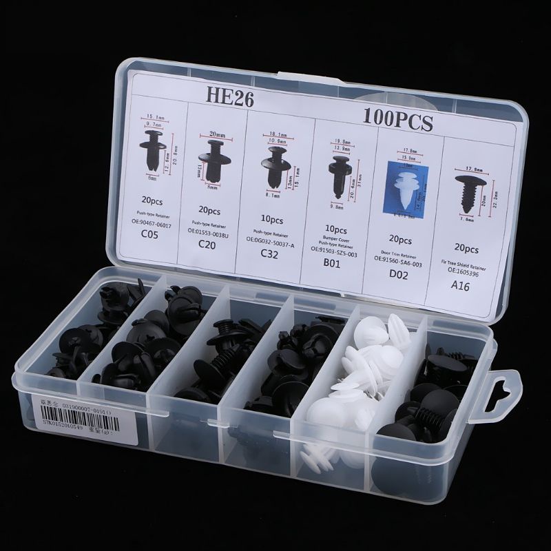 [Box Of 100 Rivets with 6 types of Expansion Pins, Plastic Expansion ...