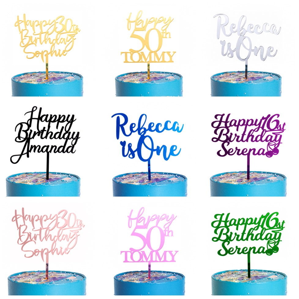 Personalized Acrylic Cake Toppers Custom Your Own Name and Age for
