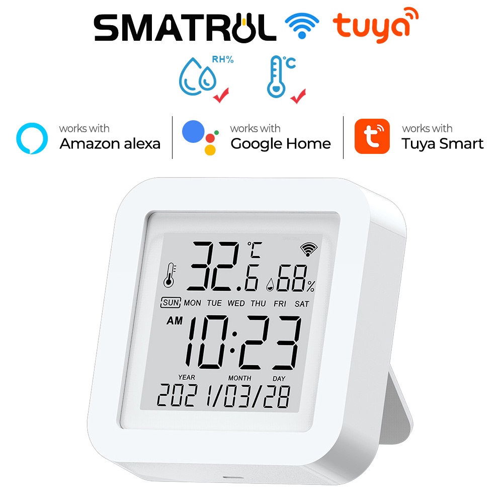 Smart Temperature Humidity Sensor Wifi LCD Thermometer Tuya Alexa