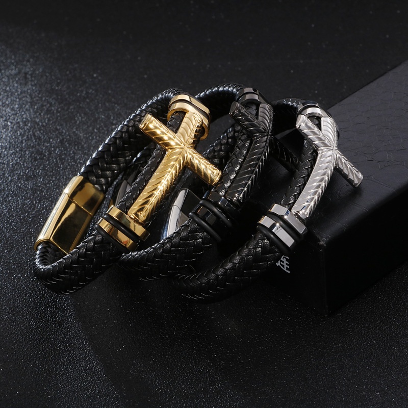 Gold cross hot sale bracelet mens