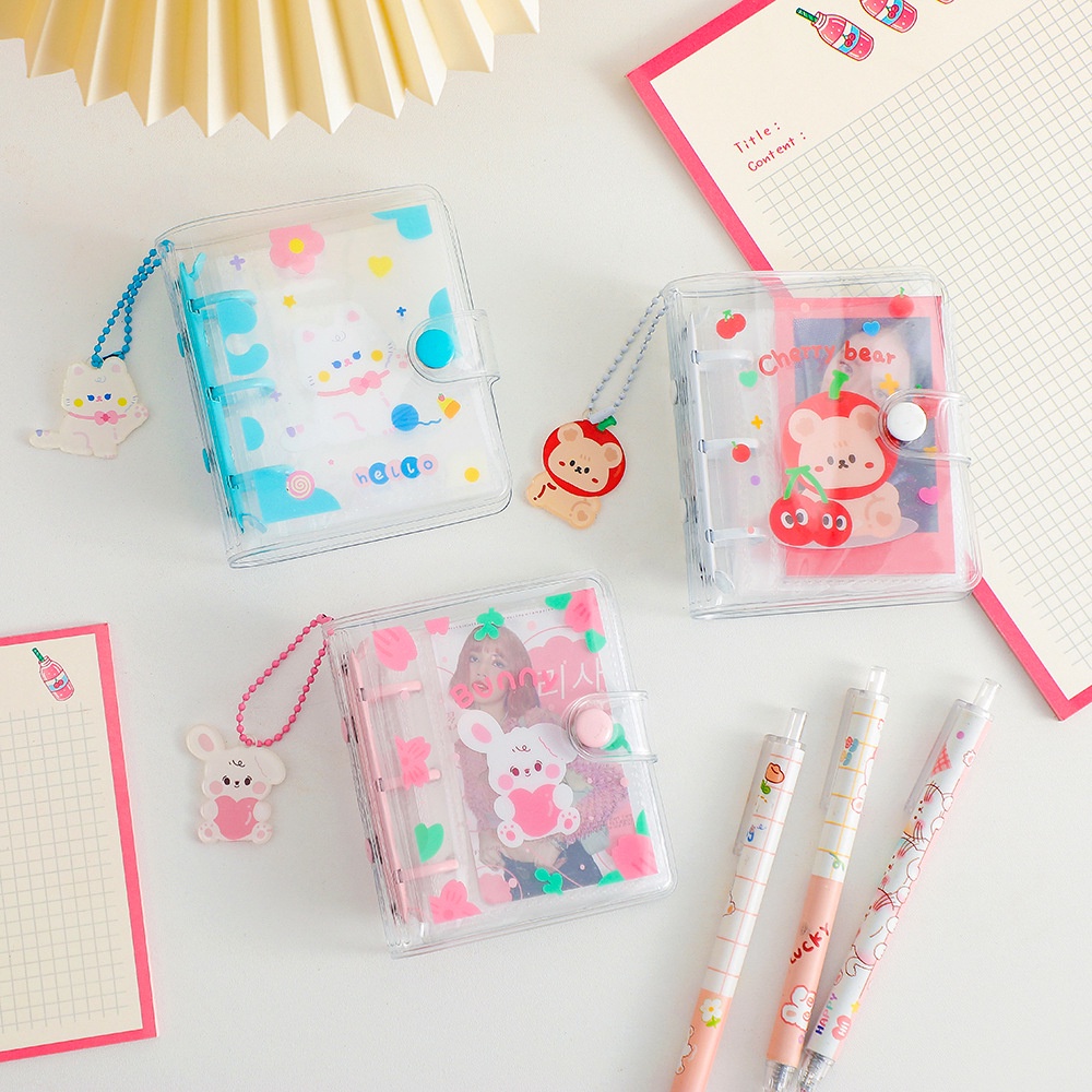 PhotoCard Binder Cute Transparent Three Hole PVC Binder Photo Album ...