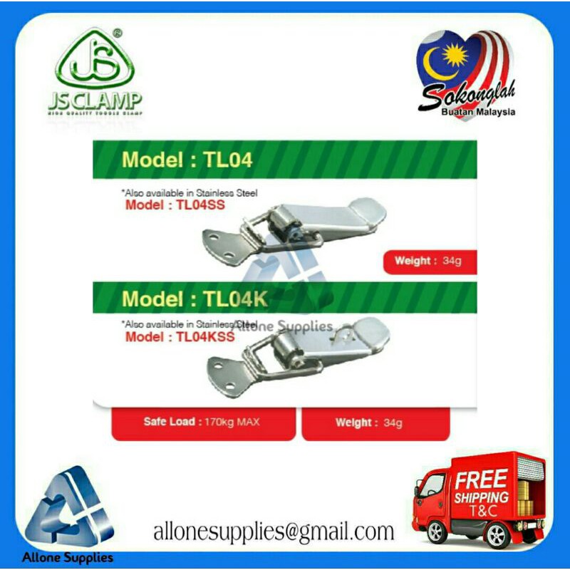 JS Toggle Link Clamp TL04 Series Maximum Safe Load 170kg , Lightweight ...