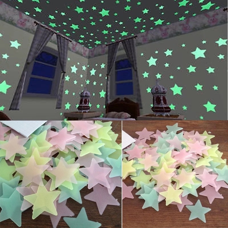 100pcs Glow In The Dark Stars Glow Wall Stickers Stars Luminous ...