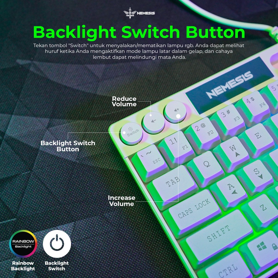NYK Nemesis Eris K06 / K-06 Membrane Gaming Keyboard With Phone Holder - Gambar 3