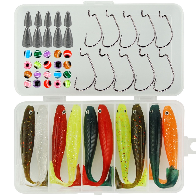 Bullet Lead Worm Fishing Weights Kit Soft Plastic Core Beads Bait