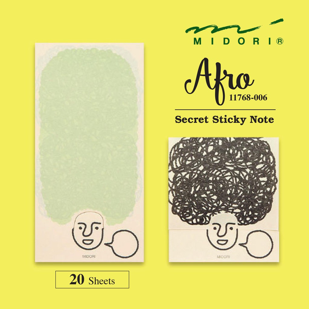 Midori 11768-006 Secret Sticky Notes - AFRO (20 sheets) | Shopee Singapore