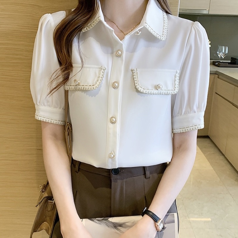 2 for $30 Office Wear Golden Button Blouse Design Formal Casual