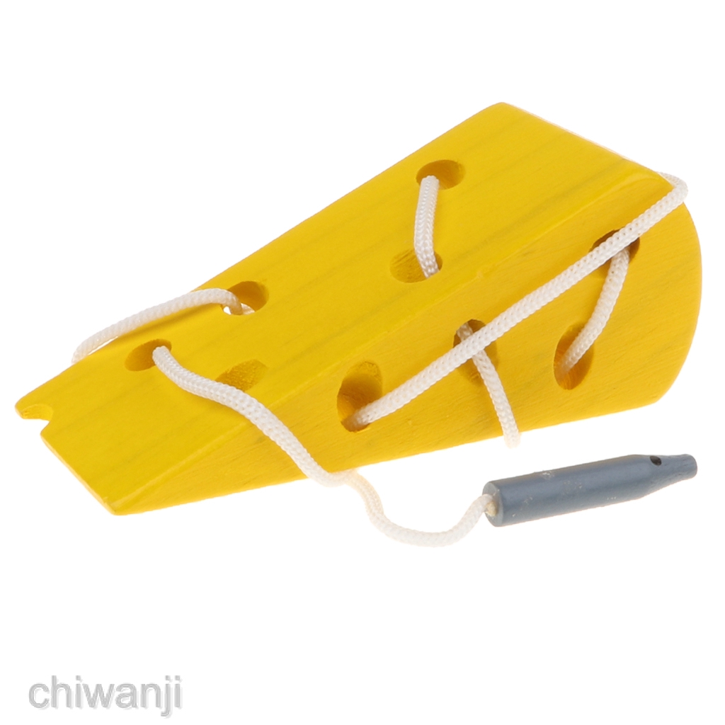 Child Intelligence Montessori Puzzle Wooden Cheese Toy Threading Lacing ...