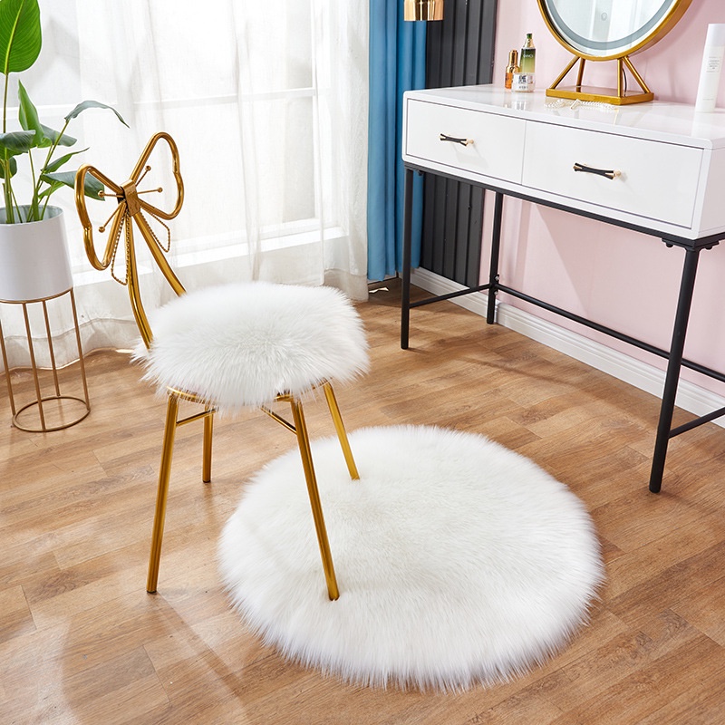 [Ready Stock] Round White Fluffy Carpet Ultra Soft Faux Fur Carpet
