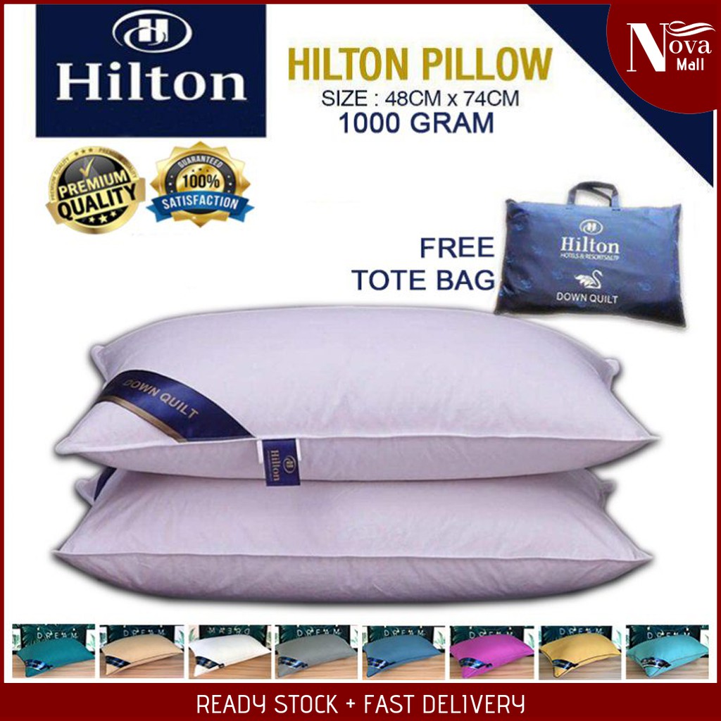 FREE TOTE BAG HILTON PILLOW Premium Silk Pillows Room Mattress Sleeping Home Deco Sleep Bed Bantal Hotel Tidur Shopee Singapore