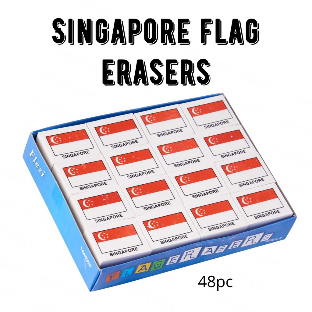 [SG Stock] Singapore Flag Eraser 48pc Rubber Red White SG United Kids ...