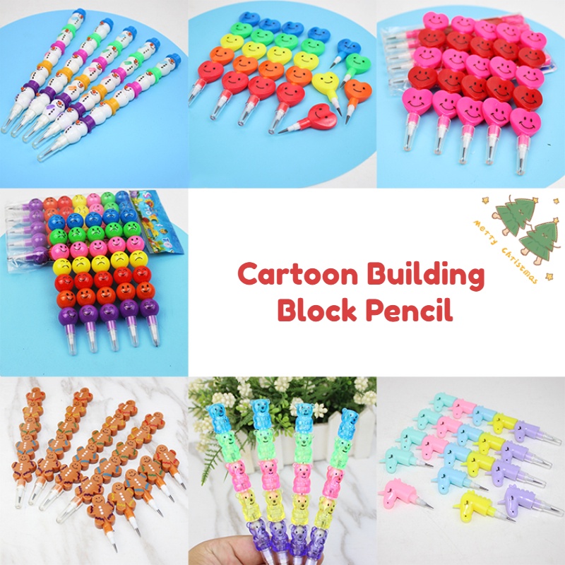 1pcs Christmas Building Blocks Pencil Cartoon Shape Building Blocks ...