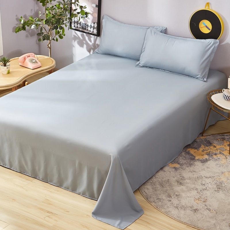 Washed Cotton Pure Color Flat Sheet For Children Adults Single Double