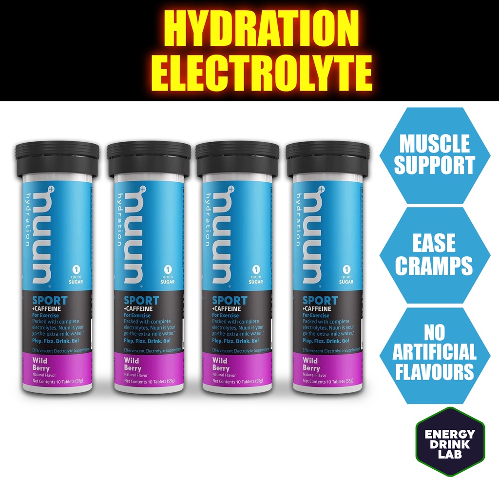 NUUN Sports With Caffeine Hydration Electrolyte Drink Tablets 2 Tube Wild Berry Shopee Singapore