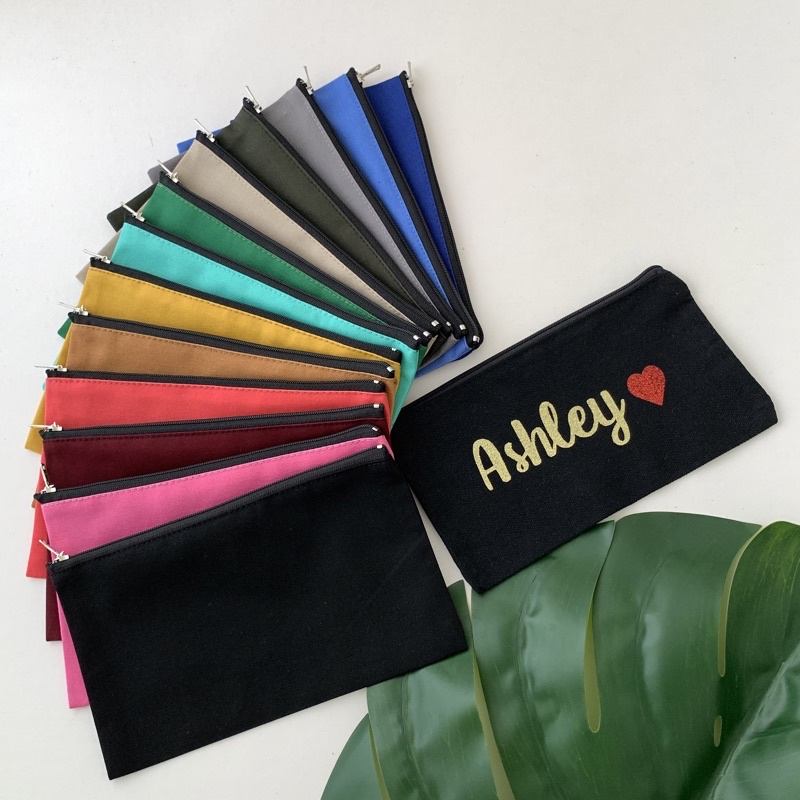 SG Quality Personalised pouch gift customised Name Canvas Makeup