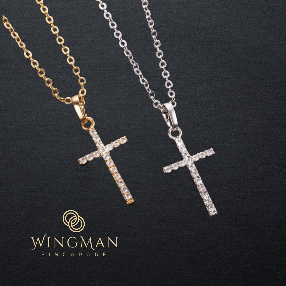 Gold cross pendant on sale chain