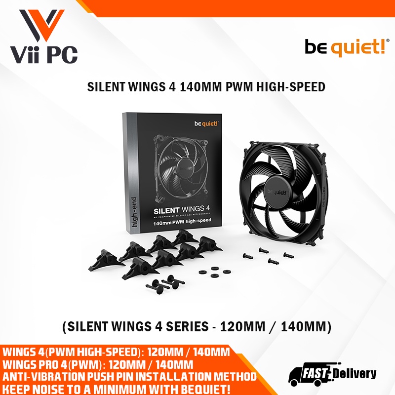 be quiet! SILENT WINGS 4 PWM High Speed/ SILENT WINGS PRO 4 PWM, 120mm ...