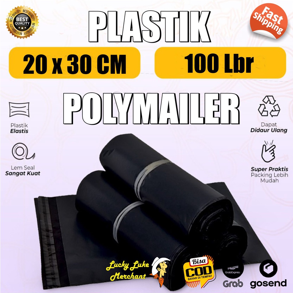 Polymail Polymailer Plastic Envelope HDPE Packaging 20 x 30cm Black ...