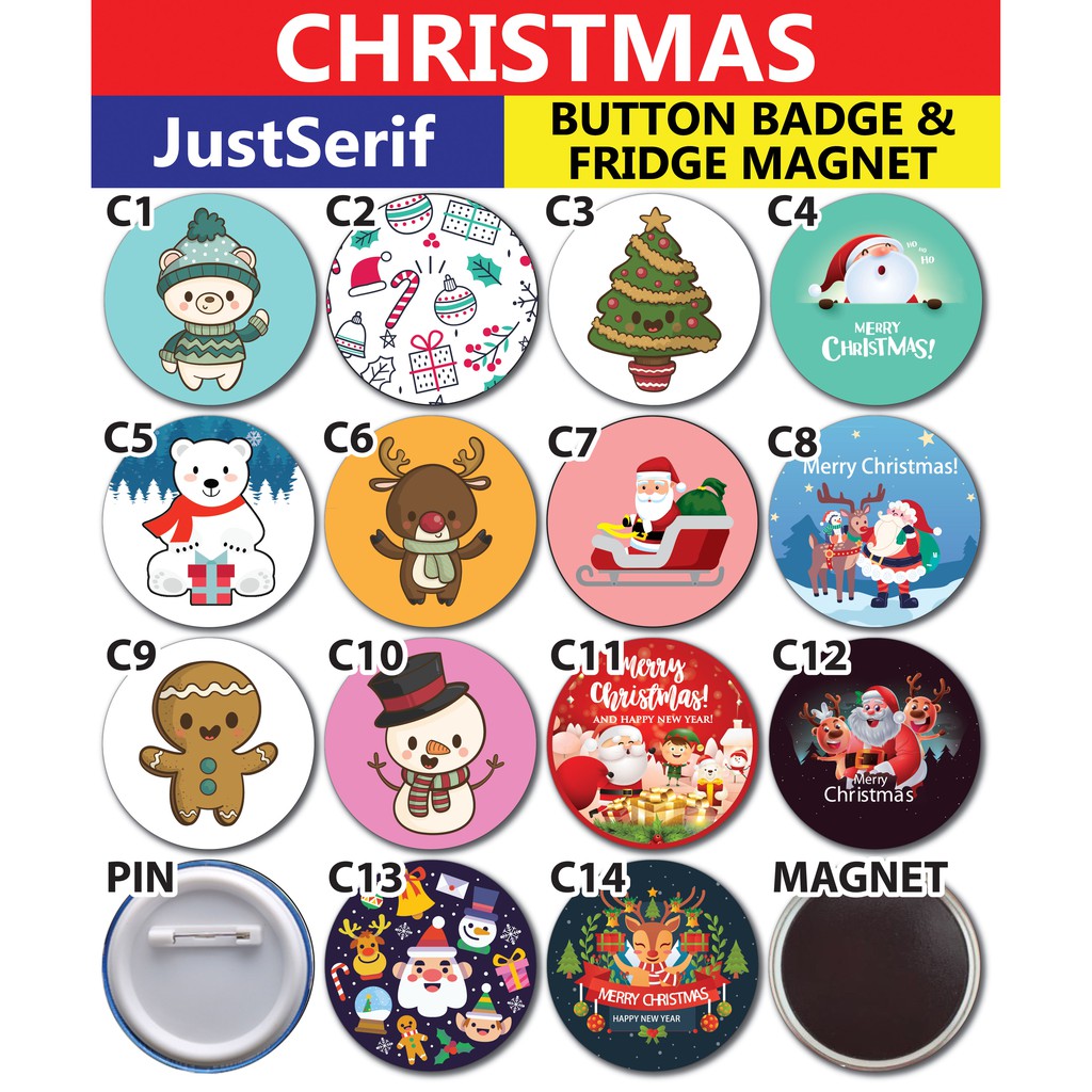 Christmas Button Badges, Order Online