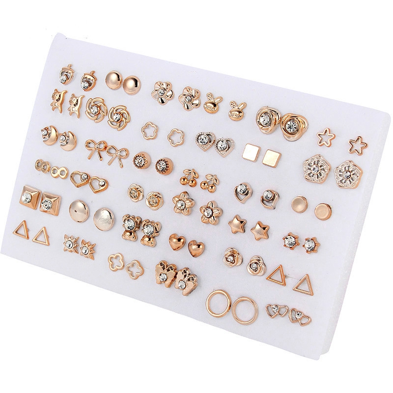 36Pairs 18pairs Women Mixed Styles Earrings / Elegant Rhinestone Stud Earrings Set / Crystal Earrings Set / Flower Earings / Girls Jewelry Accessories