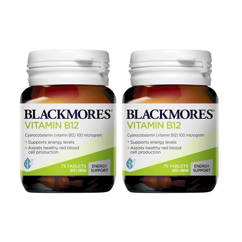 Blackmores Vitamin B12 (Cyanocobalamin) 100mcg 75 Tablets x 2 Bottles