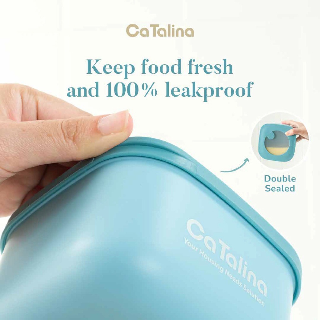 CaTalina Kotak Snack Storage Makanan Microwaveable 600ml 1000ml Food Container Kedap Udara - Gambar 4