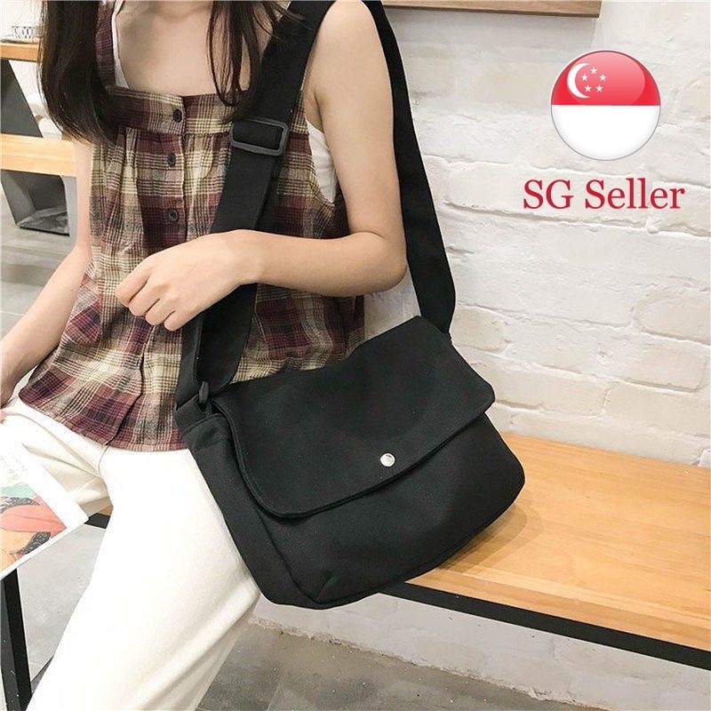 SG Stock Korean Fashion Messenger Solid Colours Canvas Bag Sling Bag Carry Bag Fashion Bag Adjustable 2021 Series (3)