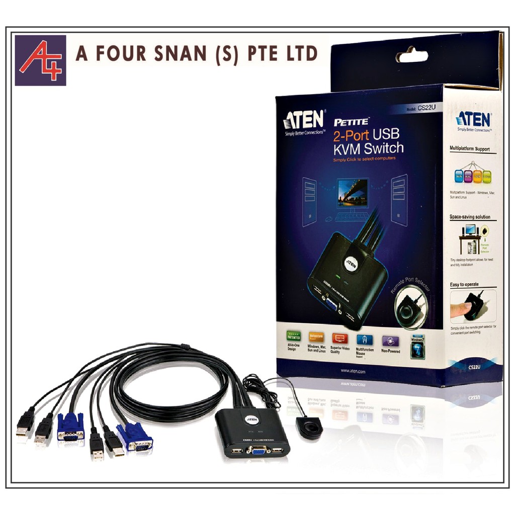 CS22U - ATEN CS22U 2-Port USB Cable KVM Switch